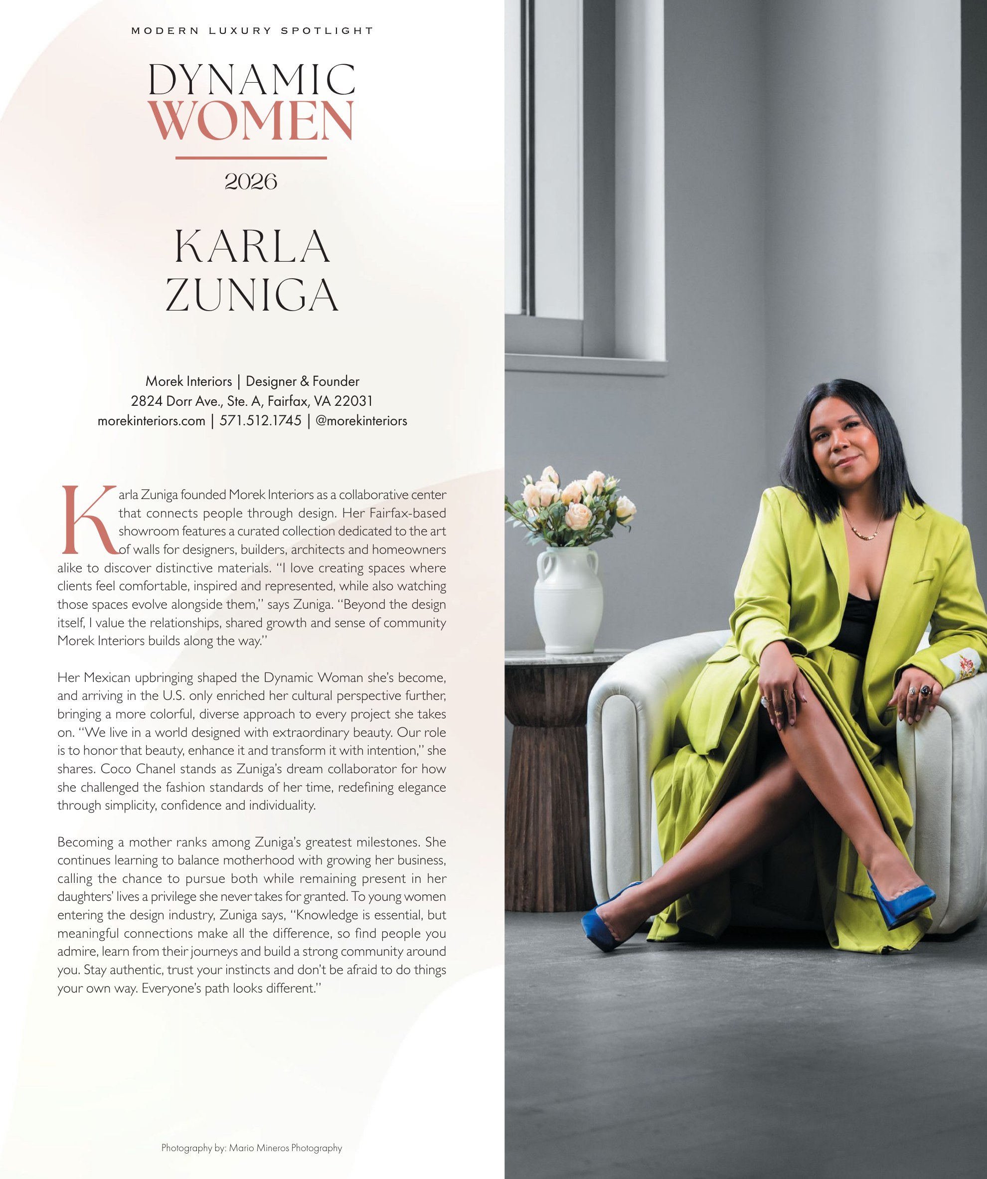 Karla Zuniga Featured in Modern Luxury DC's Dynamic Women of Washington 2026